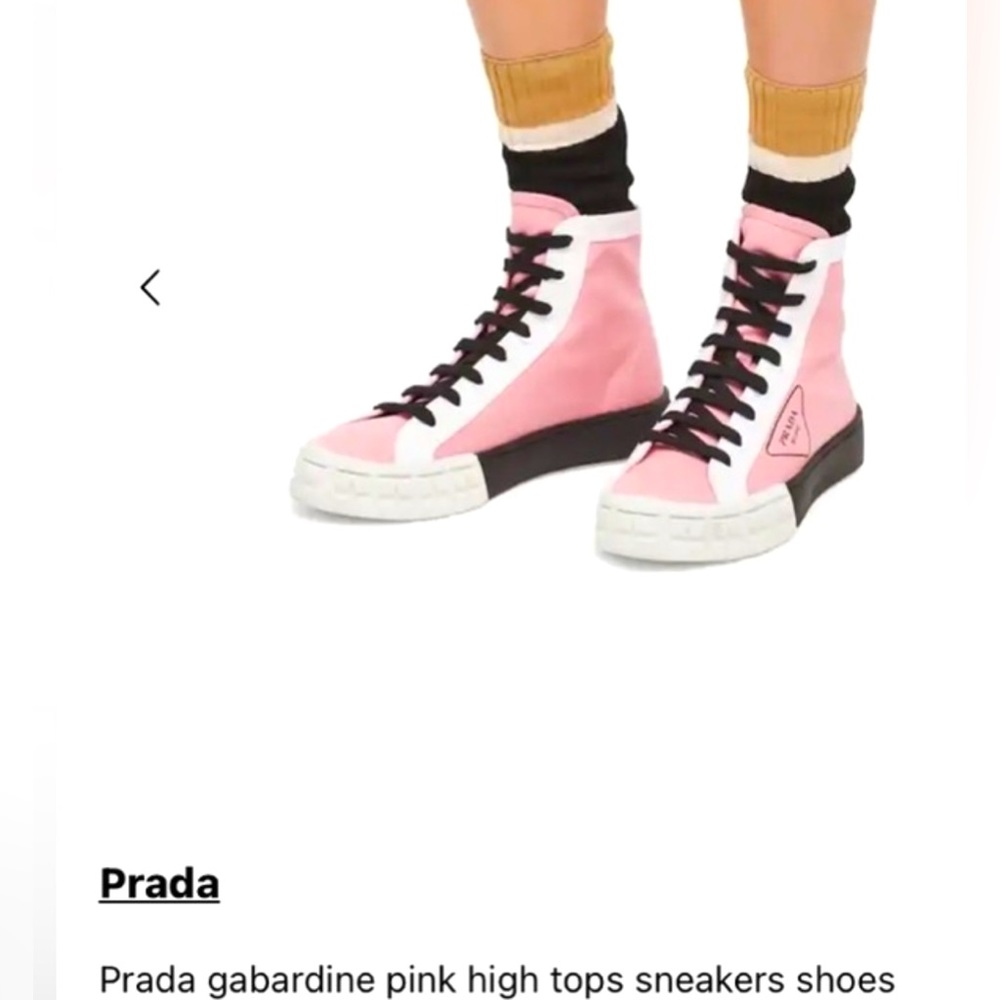 Pink canvas high top lace up Prada sneakers (Italy size 41)